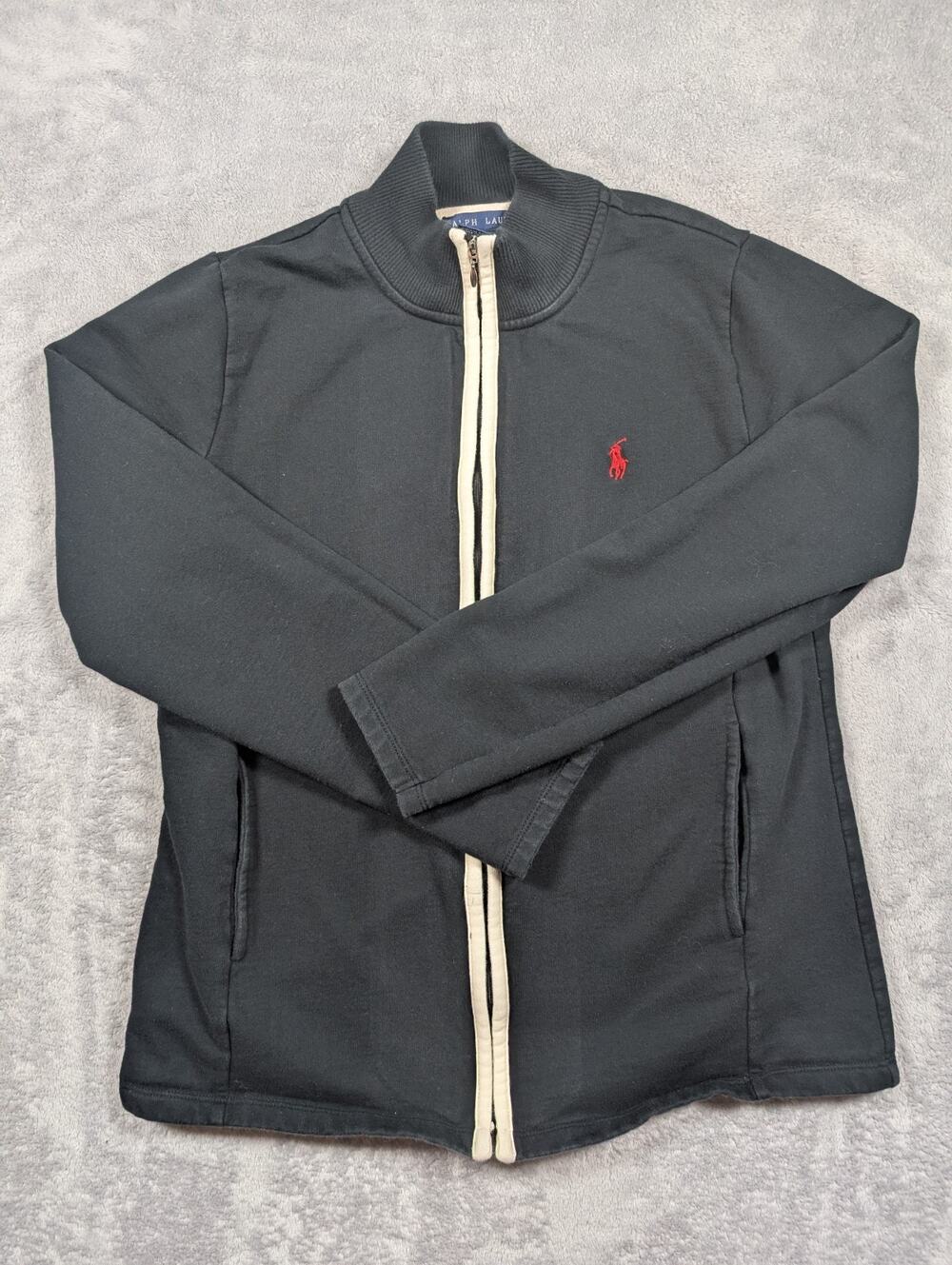Ralph Lauren Sweater Womens Medium Navy Blue Full Zip Casual Golf Tennis